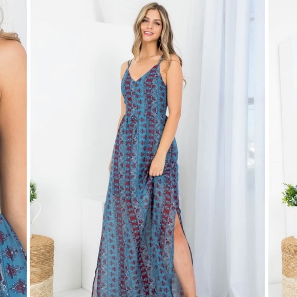 Doe and Ray Size L summer side Slit Dress - Picture 5 of 5